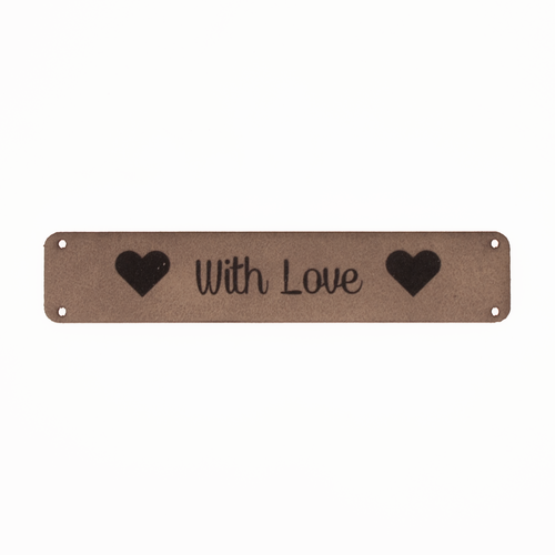 Marlaine Leren label 'With Love' 15x75mm - 2 stuks