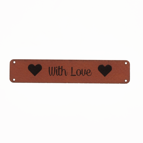 Marlaine Leren label 'With Love' 15x75mm - 2 stuks
