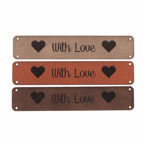 Marlaine Leren label 'With Love' 15x75mm - 2 stuks