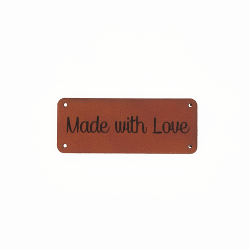 Leren label 'Made with love' 20x50mm - 3 stuks Marlaine Leren label 'Made with love' 20x50mm - 3 stuks