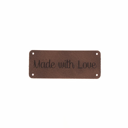 Leren label 'Made with love' 20x50mm - 3 stuks Marlaine Leren label 'Made with love' 20x50mm - 3 stuks