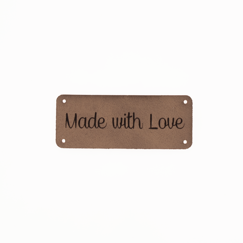 Leren label 'Made with love' 20x50mm - 3 stuks Marlaine Leren label 'Made with love' 20x50mm - 3 stuks