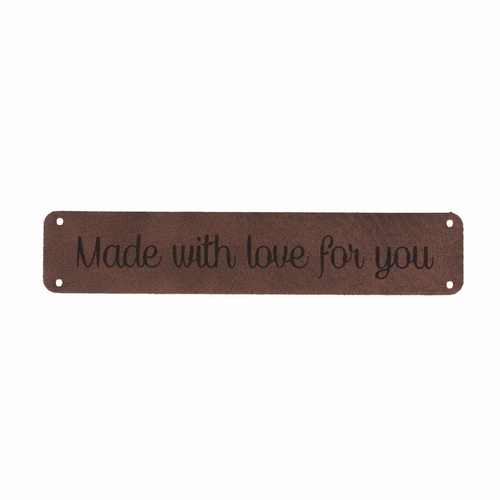 Leren label 'Made with love for you' 15x75mm - 2 stuks Marlaine Leren label 'Made with love for you' 15x75mm - 2 stuks