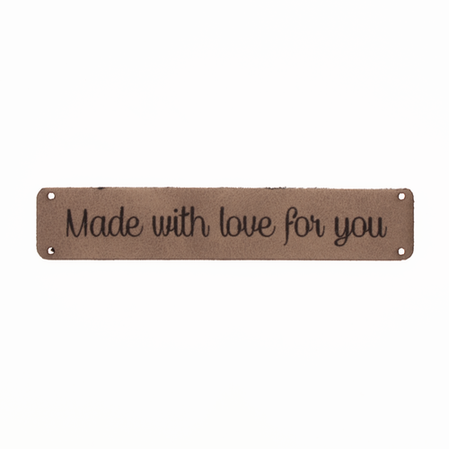 Leren label 'Made with love for you' 15x75mm - 2 stuks Marlaine Leren label 'Made with love for you' 15x75mm - 2 stuks