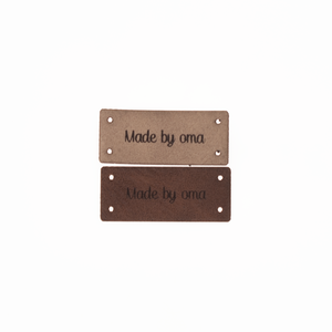 Leren Label 'Made by oma' 15x35mm - 3 stuks