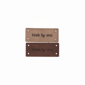 Leren Label 'Made by oma' 15x35mm - 3 stuks