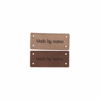 Leren Label 'Made by mama' 15x35mm - 3 stuks Marlaine Leren Label 'Made by mama' 15x35mm - 3 stuks