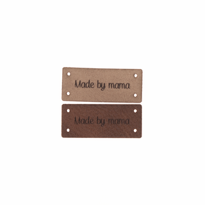 Leren Label 'Made by mama' 15x35mm - 3 stuks