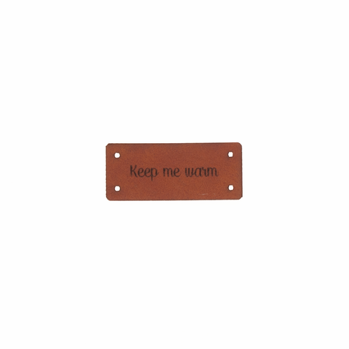 Leren Label 'Keep me warm' 15x35mm - 3 stuks Marlaine Leren Label 'Keep me warm' 15x35mm - 3 stuks