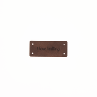 Leren Label 'I love knitting' 15x35mm - 3 stuks Marlaine Leren Label 'I love knitting' 15x35mm - 3 stuks