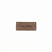 Leren Label 'I love knitting' 15x35mm - 3 stuks Marlaine Leren Label 'I love knitting' 15x35mm - 3 stuks
