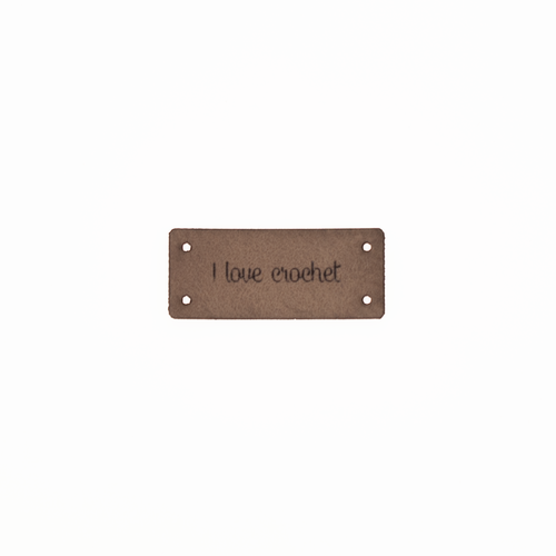 Leren Label 'I love crochet' 15x35mm - 3 stuks Marlaine Leren Label 'I love crochet' 15x35mm - 3 stuks