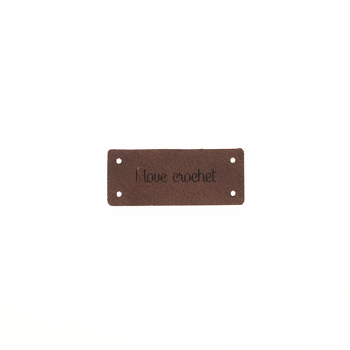 Leren Label 'I love crochet' 15x35mm - 3 stuks Marlaine Leren Label 'I love crochet' 15x35mm - 3 stuks