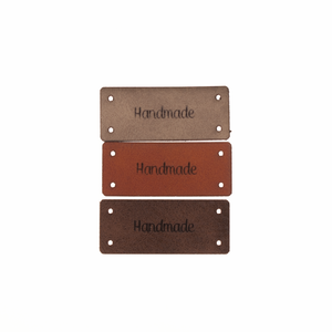 Leren Label 'Handmade' 15x35mm - 3 stuks