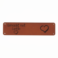 Leren label 'Gemaakt met liefde' 20x80mm - 2 stuks Marlaine Leren label 'Gemaakt met liefde' 20x80mm - 2 stuks