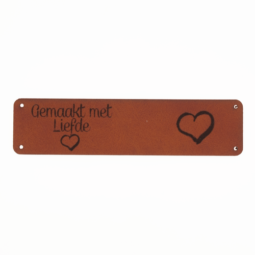 Leren label 'Gemaakt met liefde' 20x80mm - 2 stuks Marlaine Leren label 'Gemaakt met liefde' 20x80mm - 2 stuks