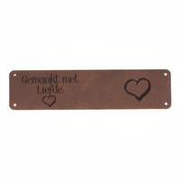 Leren label 'Gemaakt met liefde' 20x80mm - 2 stuks Marlaine Leren label 'Gemaakt met liefde' 20x80mm - 2 stuks