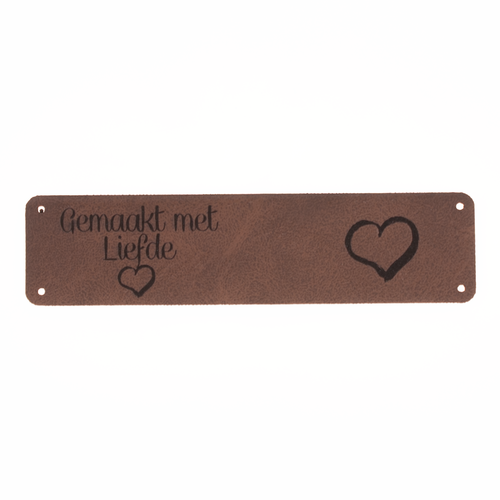 Leren label 'Gemaakt met liefde' 20x80mm - 2 stuks Marlaine Leren label 'Gemaakt met liefde' 20x80mm - 2 stuks