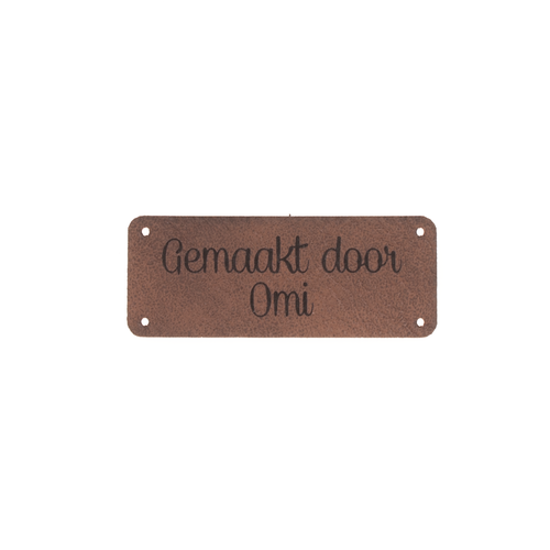 Leren label 'Gemaakt door Omi' 20x50mm - 3 stuks Marlaine Leren label 'Gemaakt door Omi' 20x50mm - 3 stuks