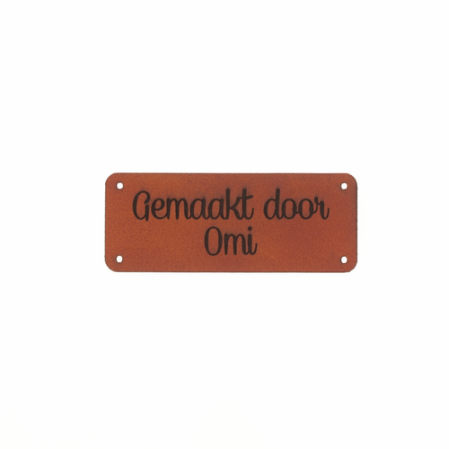Leren label 'Gemaakt door Omi' 20x50mm - 3 stuks Marlaine Leren label 'Gemaakt door Omi' 20x50mm - 3 stuks