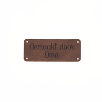 Marlaine Leren label 'Gemaakt door Oma' 20x50mm - 3 stuks