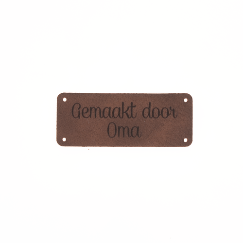 Marlaine Leren label 'Gemaakt door Oma' 20x50mm - 3 stuks