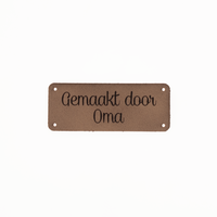 Marlaine Leren label 'Gemaakt door Oma' 20x50mm - 3 stuks