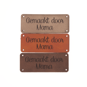 Marlaine Leren label 'Gemaakt door Mama' 20x50mm - 3 stuks Leren label 'Gemaakt door Mama' 20x50mm - 3 stuks