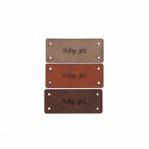 Leren Label 'Baby girl' 15x35mm - 3 stuks Marlaine Leren Label 'Baby girl' 15x35mm - 3 stuks