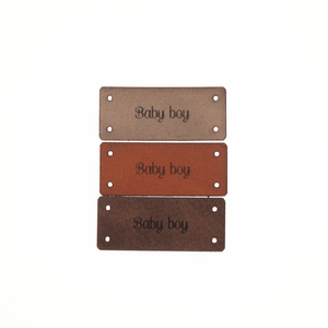 Leren Label 'Baby boy' 15x35mm - 3 stuks