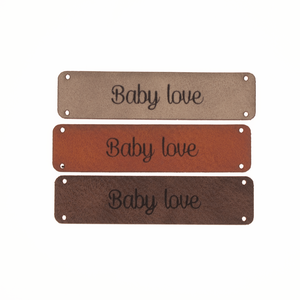 Leren label 'Baby love' 15x60mm - 2 stuks