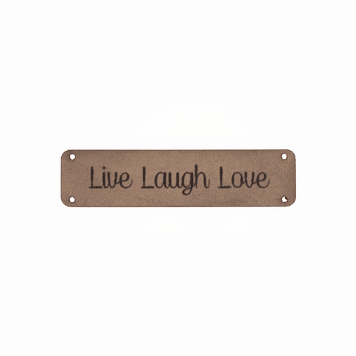 Leren label 'Live Laugh Love' 15x60mm - 2 stuks Marlaine Leren label 'Live Laugh Love' 15x60mm - 2 stuks