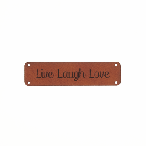 Leren label 'Live Laugh Love' 15x60mm - 2 stuks Marlaine Leren label 'Live Laugh Love' 15x60mm - 2 stuks