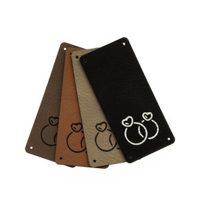 Marlaine Leren Vouw Label 'Ringen' 30x65mm 2 stuks Leren Vouw Label 'Ringen' 30x65mm 2 stuks