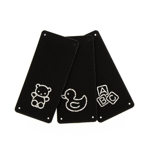 Leren Vouw Label 'Baby Speelgoed' 30x65mm set van 3 stuks Marlaine Leren Vouw Label 'Baby Speelgoed' 30x65mm set van 3 stuks