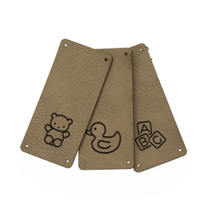 Leren Vouw Label 'Baby Speelgoed' 30x65mm set van 3 stuks