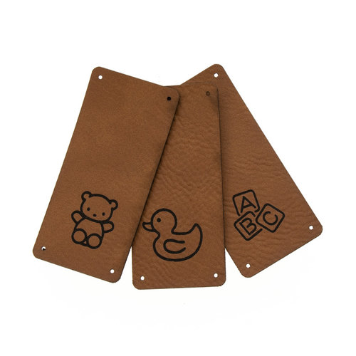 Leren Vouw Label 'Baby Speelgoed' 30x65mm set van 3 stuks Marlaine Leren Vouw Label 'Baby Speelgoed' 30x65mm set van 3 stuks