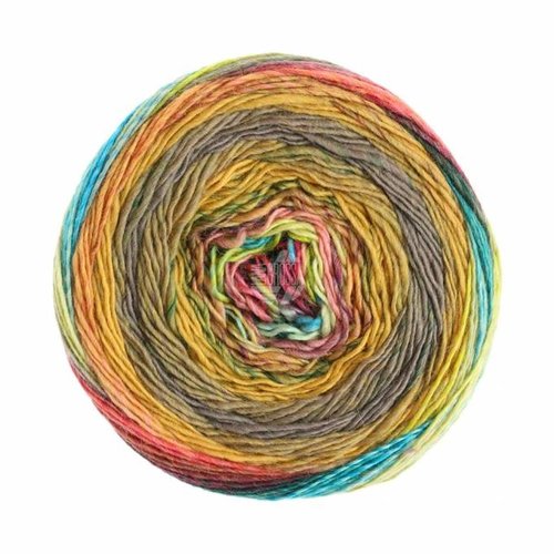 Gomitolo Finito 558 Kleur: Oker-Grijspaars-Petrol-Turquoise-Roze-Lila Lana Grossa Gomitolo Finito 558 Kleur: Oker-Grijspaars-Petrol-Turquoise-Roze-Lila