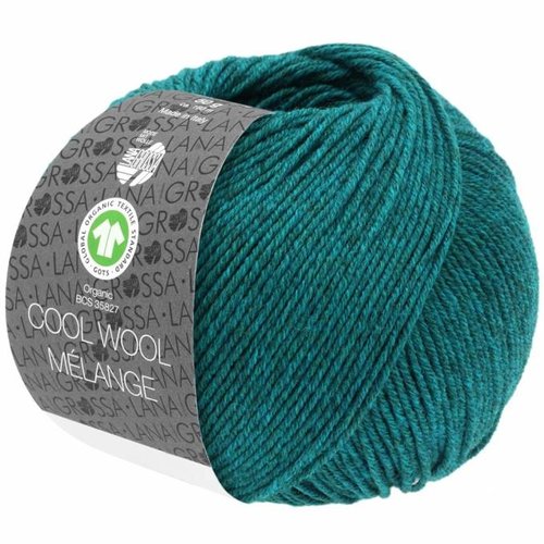 Lana Grossa Cool Wool Melange GOTS 0105 Kleur: Petrol gevlekt
