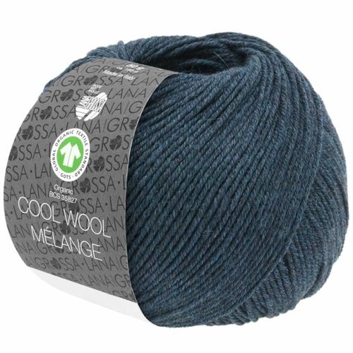 Lana Grossa Cool Wool Melange GOTS 0111 Kleur: Zwart blauw gevlekt