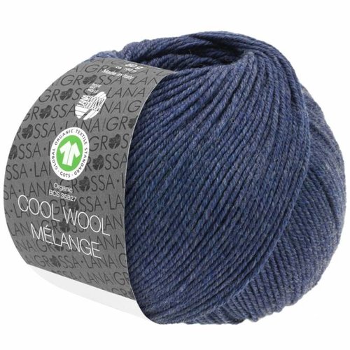 Lana Grossa Cool Wool Melange GOTS 0112 Kleur: Donkerblauw gevlekt