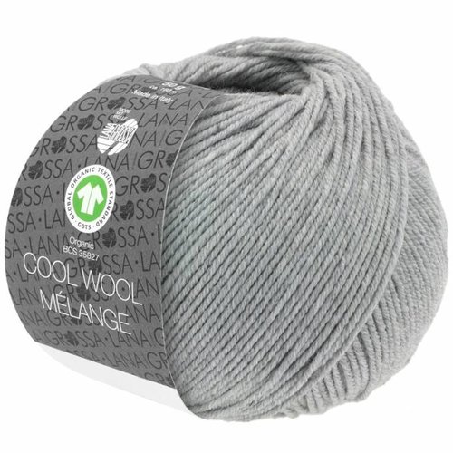 Lana Grossa Cool Wool Melange GOTS 0122 Kleur: Lichtgrijs gevlekt