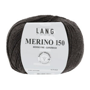 Lang Yarns Merino 150 168 Kleur: Donker Bruin melange