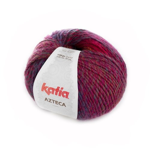 Katia Azteca nr.7847 Kleur: Wijnrood-Donker fuchsia-Blauw