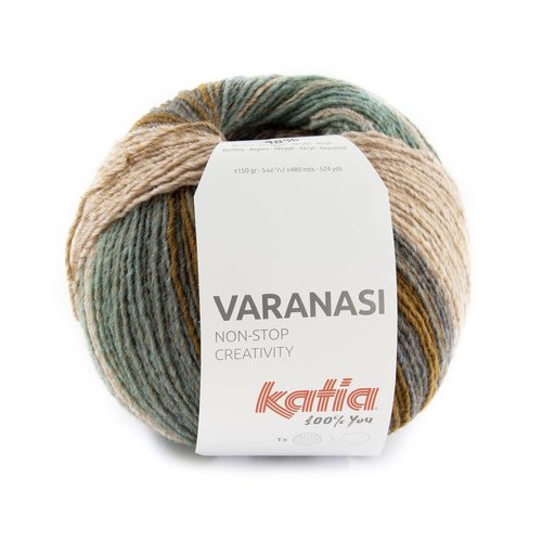 Katia Varanasi nr.302 Kleur: Groenblauw-Donker bleekrood