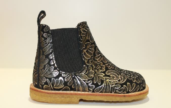 Zwarte Lederlook Veterboots met Gouden Chain - Uwantisell.nl