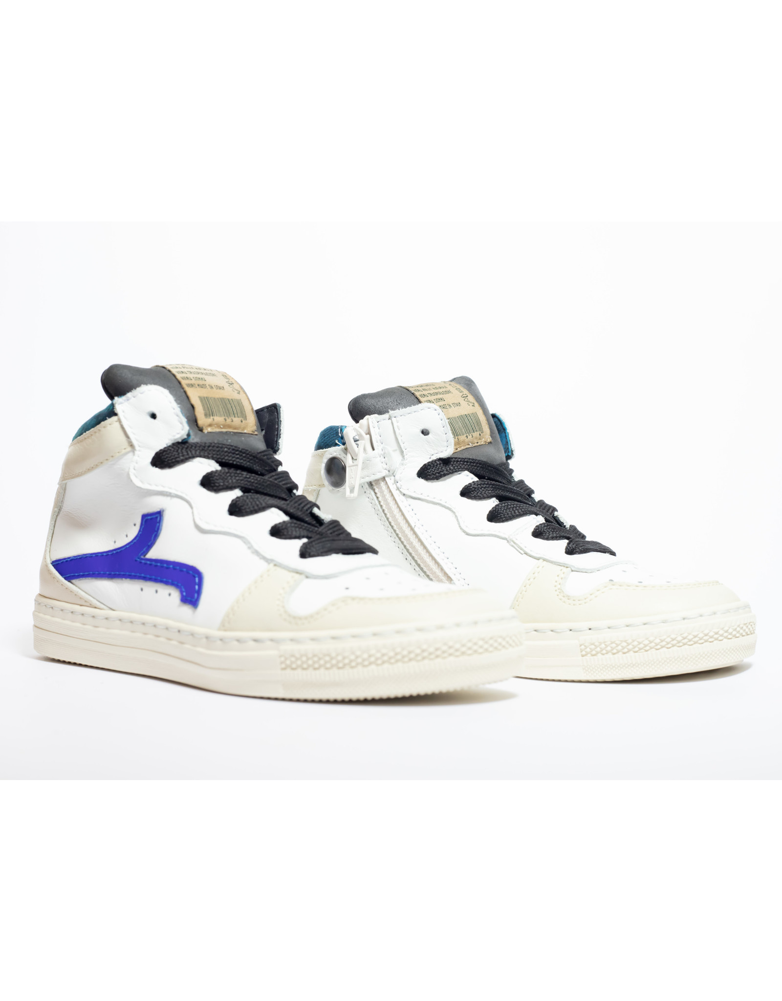 Hoge Witte Heren Sneaker met Grafic Details - Black-Leo.nl