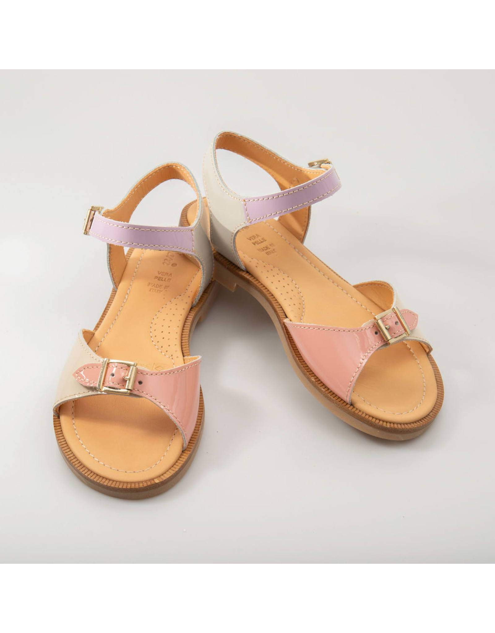 sandaal gesp multi pastel lak - De Gele Veter