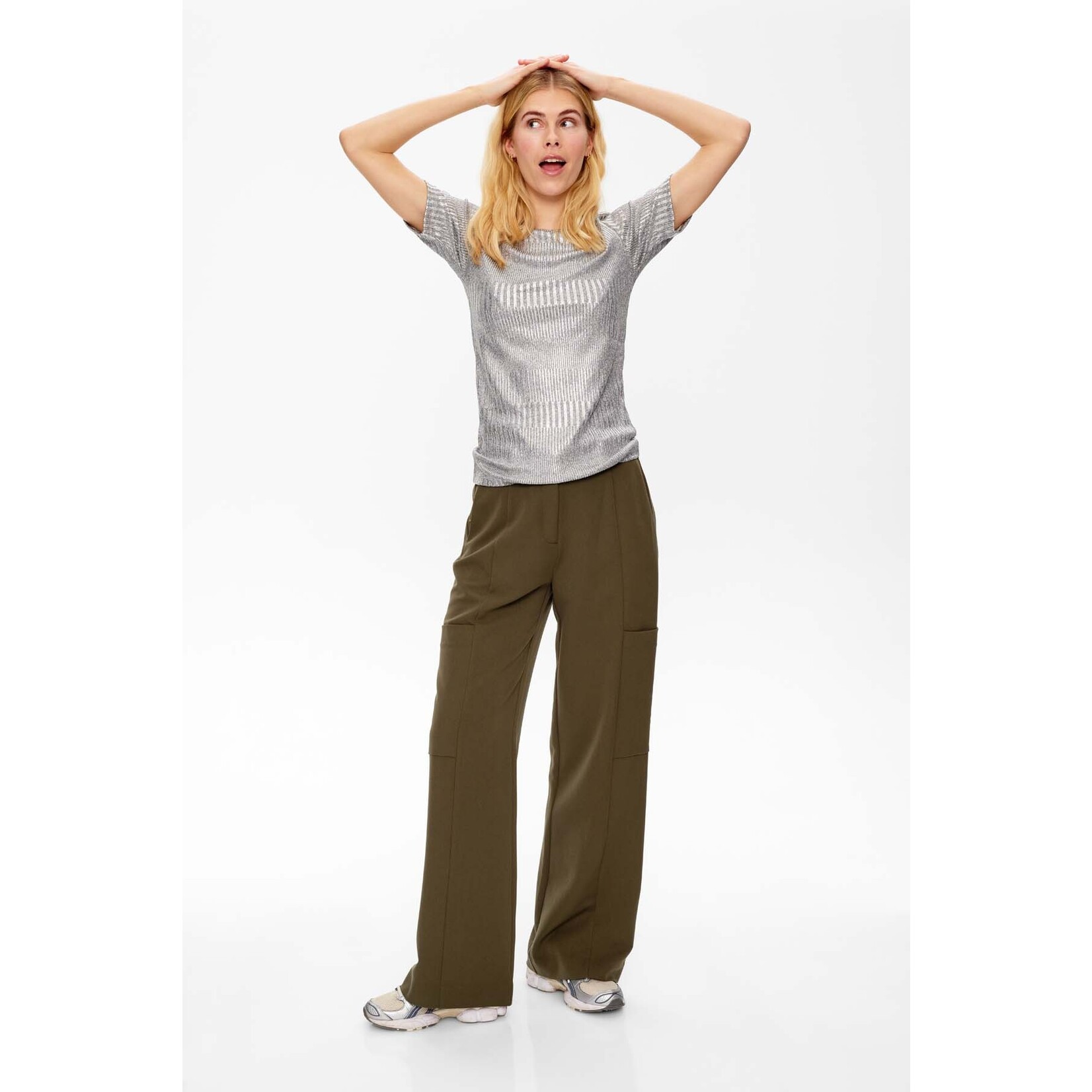 Free/quent Cargo pants - Lenna - kaki, met rekker in de taille