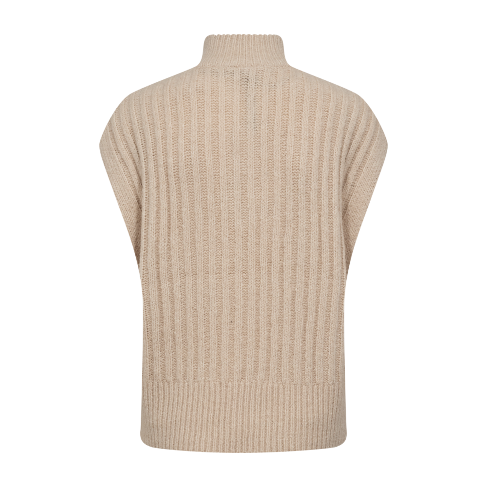 Free/quent Zachte knitwear, beige, met rits en zonder mouwen